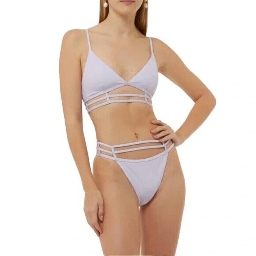 JONATHAN SIMKHAI Women Eunice Strappy Plunge Neck Bikini Top Lupine L